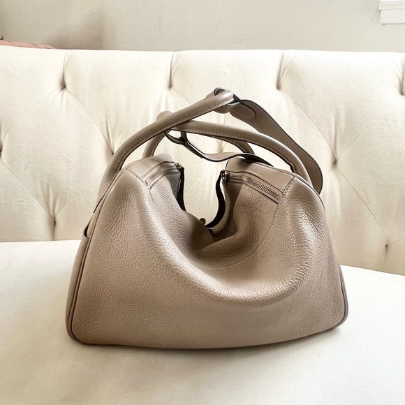 Hermes Lindy Taupe Leather Women's Bag - Picture 2 of 10